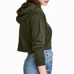 Women’s Large Divided by H&M Cropped Hoodie Green
